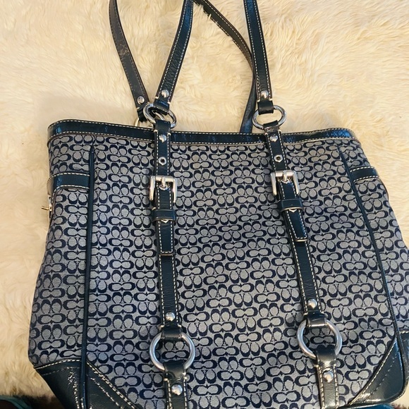 Coach Blue Canvas Signature Bag - Picture 1 of 10